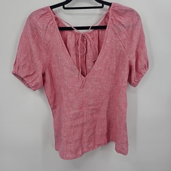 J Crew V-back linen top Size 2 - Picture 2 of 5